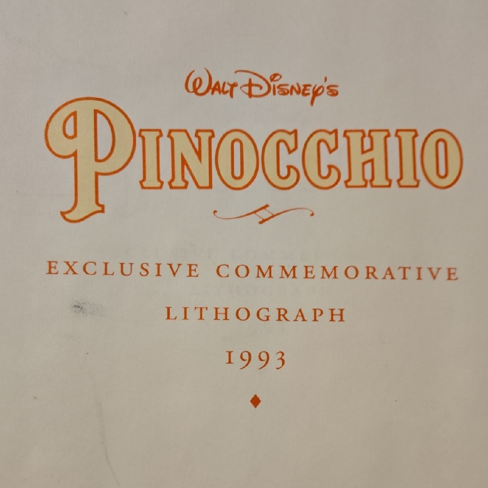 Disney Pinocchio  Lithograph